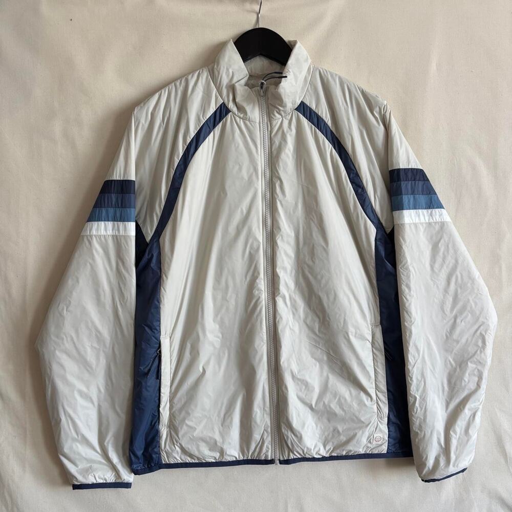 Marine Layer Spring 2025 Retro White Blue Nylon Windbreaker Athleisure - Size M